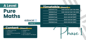 A Level Pure Maths Year 12 Phase 1 Live Group Class Phase 1 Content and Timetable