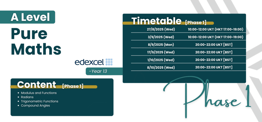 A Level Pure Maths Year 12 Phase 1 Live Group Class Phase 2 Content and Timetable