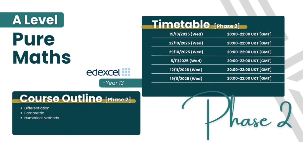 A Level Pure Maths Live Group Class Year 13 Phase 2 Content and Timetable