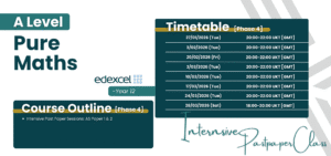 A Level Pure Maths Intensive Year 12 Live Group Class Content and Timetable
